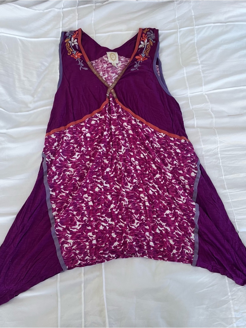 RIC RAC for Anthropologie Sleeveless Magenta Patterned Women's Tunic Top